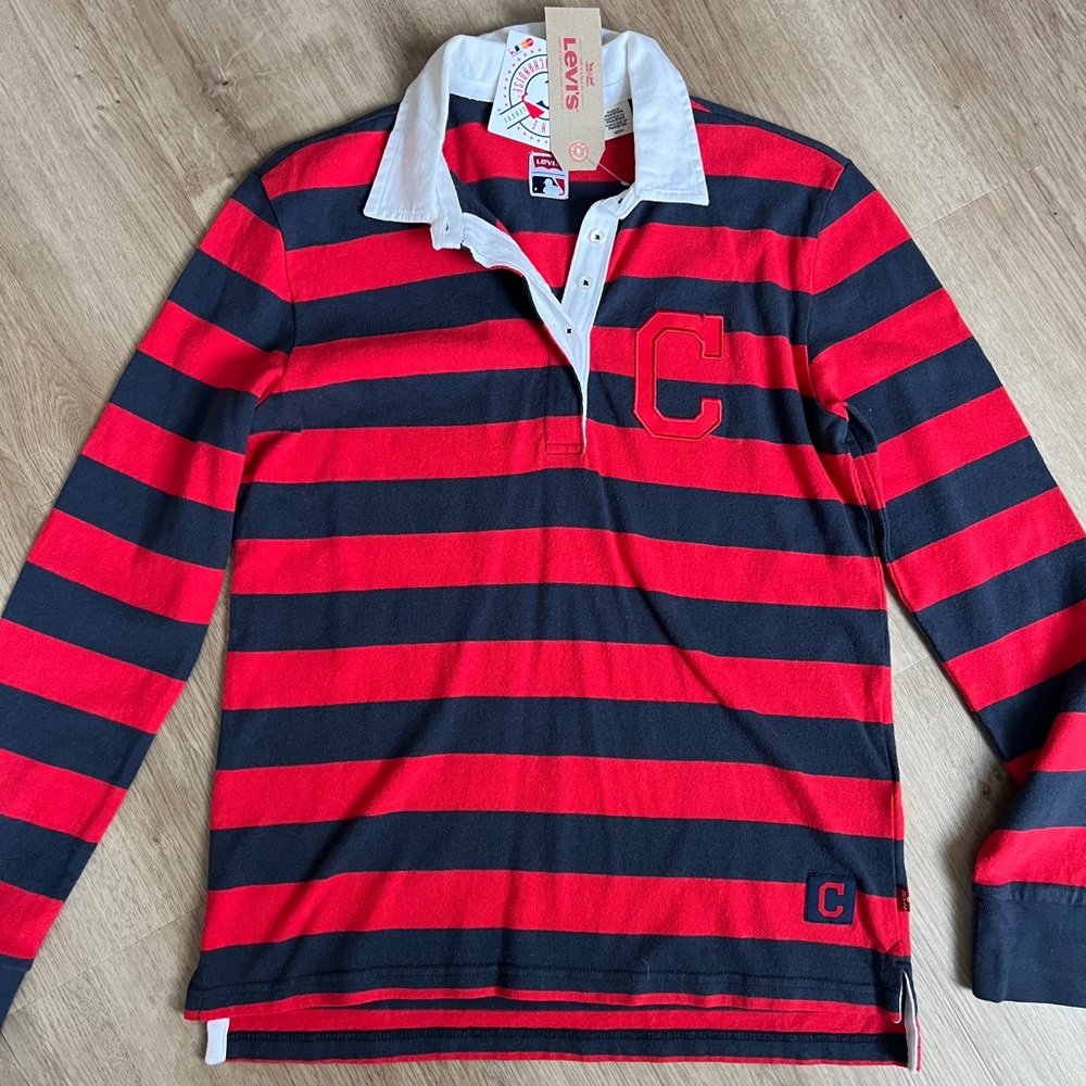 Levi's Red and Black Striped Rugby Shirt